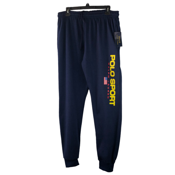 NWT Polo Ralph Lauren Polo Sport Big Logo Flag Fleece Jogger Pants Size Medium - Picture 6 of 7